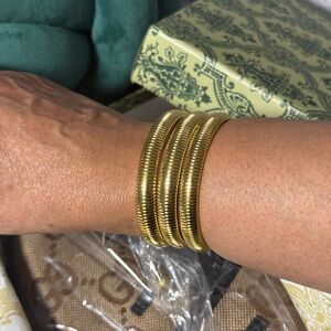 Bundle 3 Gold Tone Flex Bracelets & New ‘Horsebit’ Maxi Slip-On Mule